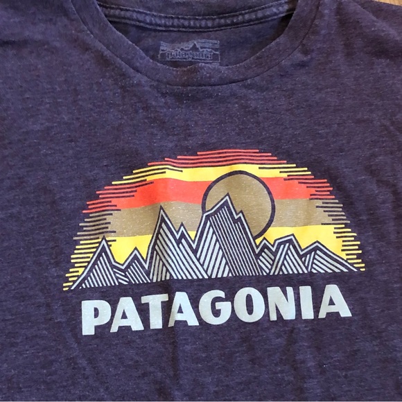 PATAGONIA Brown Short Sleeve Spell Out T-shirt Tee. - Picture 3 of 5